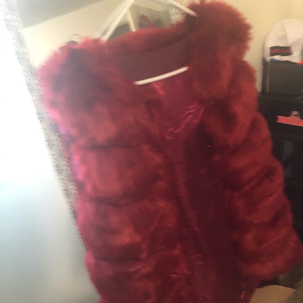 Burgundy faux fur Vest!!